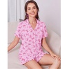 image:imageEkouaer Womens Pajamas Sets Button Down Pjs Short Sleeve Ruffle Sleepwear  Soft Cozy Pointelle PyjamaCute Lounge SetsClassic Notch Neck PjsMaternity Pajamas for BreastfeedingBridal Party GiftsBow