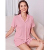 image:imageEkouaer Womens Pajamas Sets Button Down Pjs Short Sleeve Ruffle Sleepwear  Soft Cozy Pointelle PyjamaCute Lounge SetsClassic Notch Neck PjsMaternity Pajamas for BreastfeedingBridal Party GiftsPink