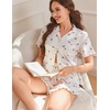 image:imageEkouaer Womens Pajamas Sets Button Down Pjs Short Sleeve Ruffle Sleepwear  Soft Cozy Pointelle PyjamaCute Lounge SetsClassic Notch Neck PjsMaternity Pajamas for BreastfeedingBridal Party GiftsCherry