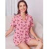 image:imageEkouaer Womens Pajamas Sets Button Down Pjs Short Sleeve Ruffle Sleepwear  Soft Cozy Pointelle PyjamaCute Lounge SetsClassic Notch Neck PjsMaternity Pajamas for BreastfeedingBridal Party GiftsCherry Bow