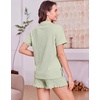 image:imageEkouaer Womens Pajamas Sets Button Down Pjs Short Sleeve Ruffle Sleepwear  Soft Cozy Pointelle PyjamaCute Lounge SetsClassic Notch Neck PjsMaternity Pajamas for BreastfeedingBridal Party GiftsLight Green
