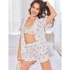 image:imageEkouaer Womens Pajamas Sets Button Down Pjs Short Sleeve Ruffle Sleepwear  Soft Cozy Pointelle PyjamaCute Lounge SetsClassic Notch Neck PjsMaternity Pajamas for BreastfeedingBridal Party GiftsCherry