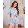 image:imageEkouaer Womens Pajamas Sets Button Down Pjs Short Sleeve Ruffle Sleepwear  Soft Cozy Pointelle PyjamaCute Lounge SetsClassic Notch Neck PjsMaternity Pajamas for BreastfeedingBridal Party GiftsLeaf
