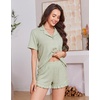 image:imageEkouaer Womens Pajamas Sets Button Down Pjs Short Sleeve Ruffle Sleepwear  Soft Cozy Pointelle PyjamaCute Lounge SetsClassic Notch Neck PjsMaternity Pajamas for BreastfeedingBridal Party GiftsLight Green
