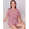 image:imageEkouaer Womens Pajamas Sets Button Down Pjs Short Sleeve Ruffle Sleepwear  Soft Cozy Pointelle PyjamaCute Lounge SetsClassic Notch Neck PjsMaternity Pajamas for BreastfeedingBridal Party GiftsRed Floral