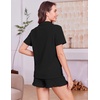 image:imageEkouaer Womens Pajamas Sets Button Down Pjs Short Sleeve Ruffle Sleepwear  Soft Cozy Pointelle PyjamaCute Lounge SetsClassic Notch Neck PjsMaternity Pajamas for BreastfeedingBridal Party GiftsBlack