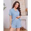 image:imageEkouaer Womens Pajamas Sets Button Down Pjs Short Sleeve Ruffle Sleepwear  Soft Cozy Pointelle PyjamaCute Lounge SetsClassic Notch Neck PjsMaternity Pajamas for BreastfeedingBridal Party GiftsLight Blue