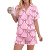 image:imageEkouaer Womens Pajamas Sets Button Down Pjs Short Sleeve Ruffle Sleepwear  Soft Cozy Pointelle PyjamaCute Lounge SetsClassic Notch Neck PjsMaternity Pajamas for BreastfeedingBridal Party GiftsBow 2