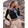 image:imageEkouaer Womens Long Sleeve Crop Tops Scoop Neck Raglan Shirts Slim Fit Underscrub Basic Fashion Clothing XSXXLA  Black