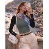 image:imageEkouaer Womens Long Sleeve Crop Tops Scoop Neck Raglan Shirts Slim Fit Underscrub Basic Fashion Clothing XSXXLGrey Black Combo