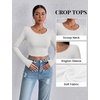 image:imageEkouaer Womens Long Sleeve Crop Tops Scoop Neck Raglan Shirts Slim Fit Underscrub Basic Fashion Clothing XSXXLGrey White Striped