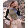 image:imageEkouaer Womens Long Sleeve Crop Tops Scoop Neck Raglan Shirts Slim Fit Underscrub Basic Fashion Clothing XSXXLMocha Black Combo