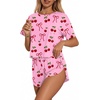 image:imageEkouaer Womens Pajama Sets Sexy Lounge Sets Side Split Short Pj Sets Cute Pjs 2 Piece Comfy Sleepwear LoungewearPink Cherry Bow