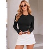 image:imageEkouaer 3 Pack Long Sleeve Shirts for Women with Thumb Holes Casual TopsBlackBeigeBrown