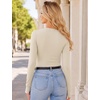 image:imageEkouaer Long Sleeve Shirts for Women Crew Neck Undershirt with Thumb HolesBeige