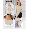 image:imageEkouaer Long Sleeve Shirts for Women Crew Neck Undershirt with Thumb HolesBeige