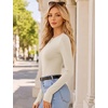 image:imageEkouaer Long Sleeve Shirts for Women Crew Neck Undershirt with Thumb HolesBeige
