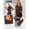 image:imageEkouaer Long Sleeve Shirts for Women Crew Neck Undershirt with Thumb HolesBrown