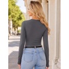 image:imageEkouaer Long Sleeve Shirts for Women Crew Neck Undershirt with Thumb HolesDark Grey