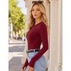 image:imageEkouaer Long Sleeve Shirts for Women Crew Neck Undershirt with Thumb HolesRed