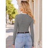image:imageEkouaer Long Sleeve Shirts for Women Crew Neck Undershirt with Thumb HolesWhite Black Stripe