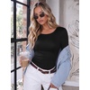 image:imageEkouaer Long Sleeve Shirts for Women Scoop Neck Tight Slim Basic Fitted TopBlack