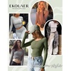 image:imageEkouaer Long Sleeve Shirts for Women Scoop Neck Tight Slim Basic Fitted TopGreen