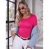 image:imageEkouaer Long Sleeve Shirts for Women Scoop Neck Tight Slim Basic Fitted TopHot Pink