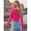 image:imageEkouaer Long Sleeve Shirts for Women Scoop Neck Tight Slim Basic Fitted TopHot Pink