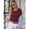 image:imageEkouaer Long Sleeve Shirts for Women Scoop Neck Tight Slim Basic Fitted TopRed