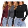 image:imageEkouaer 3 Pack Long Sleeve Shirts for Women with Thumb Holes Casual TopsBlackDark GreyBurgundy