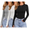 image:imageEkouaer 3 Pack Long Sleeve Shirts for Women with Thumb Holes Casual TopsBlackLight GrayWhite