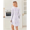 image:imageEkouaer 2 Pack Long Sleeve Nightgown for Women Crew Neck Sleepshirts S3XL  Excellent Value for the Price Features Many Cute Prints Soft Comfortable Fabric Long Sleeve O Neck Nightgown for SleepingPurple FlowerWhite Floral