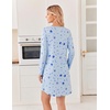 image:imageEkouaer 2 Pack Long Sleeve Nightgown for Women Crew Neck Sleepshirts S3XL  Excellent Value for the Price Features Many Cute Prints Soft Comfortable Fabric Long Sleeve O Neck Nightgown for SleepingCoffeStar Print