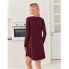 image:imageEkouaer 2 Pack Long Sleeve Nightgown for Women Crew Neck Sleepshirts S3XL  Excellent Value for the Price Features Many Cute Prints Soft Comfortable Fabric Long Sleeve O Neck Nightgown for SleepingBlackWine Red