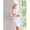 image:imageEkouaer 2 Pack Long Sleeve Nightgown for Women Crew Neck Sleepshirts S3XL  Excellent Value for the Price Features Many Cute Prints Soft Comfortable Fabric Long Sleeve O Neck Nightgown for SleepingPurple FlowerWhite Floral