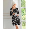 image:imageEkouaer 2 Pack Long Sleeve Nightgown for Women Crew Neck Sleepshirts S3XL  Excellent Value for the Price Features Many Cute Prints Soft Comfortable Fabric Long Sleeve O Neck Nightgown for SleepingBlack FlowerBlue Flower