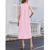 image:imageEkouaer 2 Pack Nightgowns for Women Sleeveless Long Night Gowns Victorian Nightdress with Pockets Soft Ladies GownDog FootprintsFloral Pink