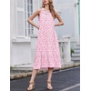 image:imageEkouaer 2 Pack Nightgowns for Women Sleeveless Long Night Gowns Victorian Nightdress with Pockets Soft Ladies GownDog FootprintsFloral Pink