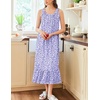 image:imageEkouaer 2 Pack Nightgowns for Women Sleeveless Long Night Gowns Victorian Nightdress with Pockets Soft Ladies GownFloral PurpleFloral Green