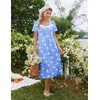 image:imageEkouaer Cotton Long Nightgowns for Women Short Sleeve Night Gown Button House Dress Lace Trim Soft Sleep ShirtBlue Bird