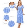 image:imageEkouaer Cotton Long Nightgowns for Women Short Sleeve Night Gown Button House Dress Lace Trim Soft Sleep ShirtBlue Bird