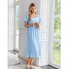 image:imageEkouaer Cotton Long Nightgowns for Women Short Sleeve Night Gown Button House Dress Lace Trim Soft Sleep ShirtClear Blue