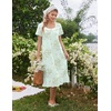 image:imageEkouaer Cotton Long Nightgowns for Women Short Sleeve Night Gown Button House Dress Lace Trim Soft Sleep ShirtGreen Little Flower