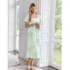 image:imageEkouaer Cotton Long Nightgowns for Women Short Sleeve Night Gown Button House Dress Lace Trim Soft Sleep ShirtGreen Little Flower