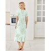 image:imageEkouaer Cotton Long Nightgowns for Women Short Sleeve Night Gown Button House Dress Lace Trim Soft Sleep ShirtGreen Little Flower