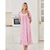 image:imageEkouaer Cotton Long Nightgowns for Women Short Sleeve Night Gown Button House Dress Lace Trim Soft Sleep ShirtPink Floral