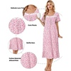 image:imageEkouaer Cotton Long Nightgowns for Women Short Sleeve Night Gown Button House Dress Lace Trim Soft Sleep ShirtPink Floral