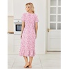 image:imageEkouaer Cotton Long Nightgowns for Women Short Sleeve Night Gown Button House Dress Lace Trim Soft Sleep ShirtPink Floral