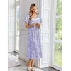 image:imageEkouaer Cotton Long Nightgowns for Women Short Sleeve Night Gown Button House Dress Lace Trim Soft Sleep ShirtPurple Floral